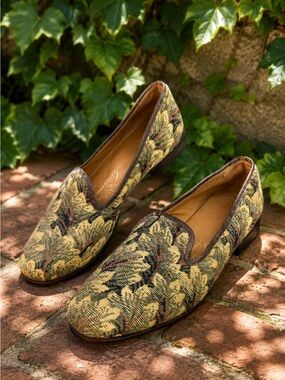 STUBBS & WOOTTON Quiet Luxury Botanical Tapestry Slip-On Flats, 6.5